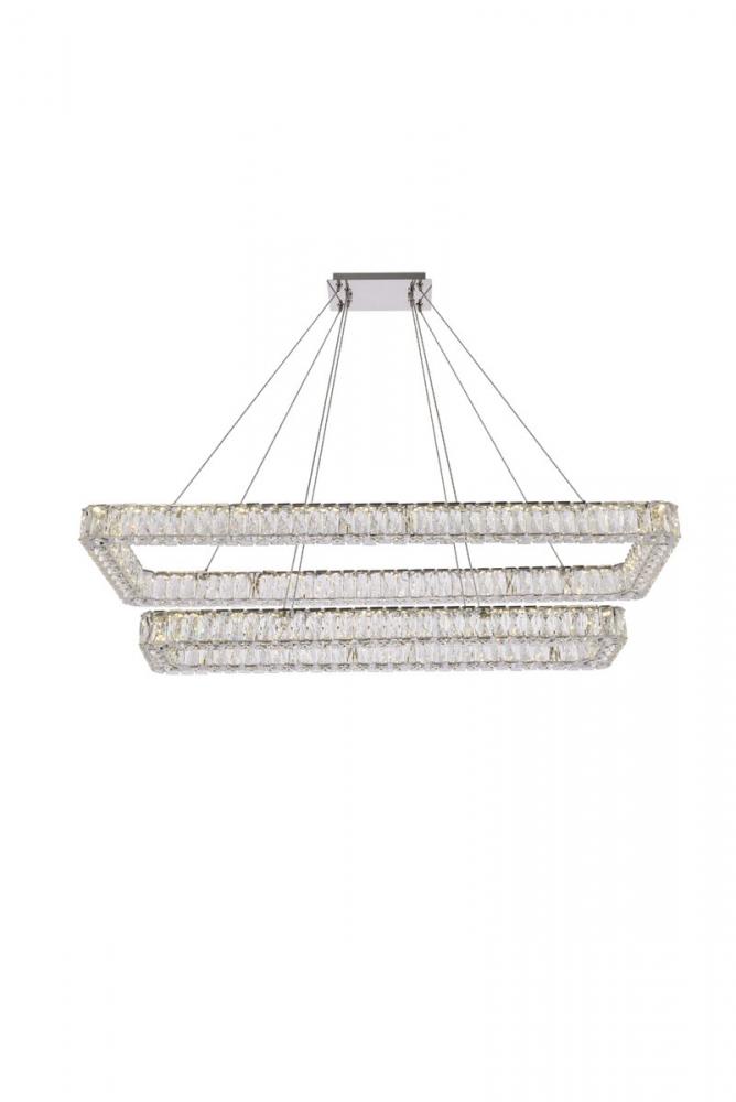 Monroe 50 inch LED double rectangle pendant in chrome