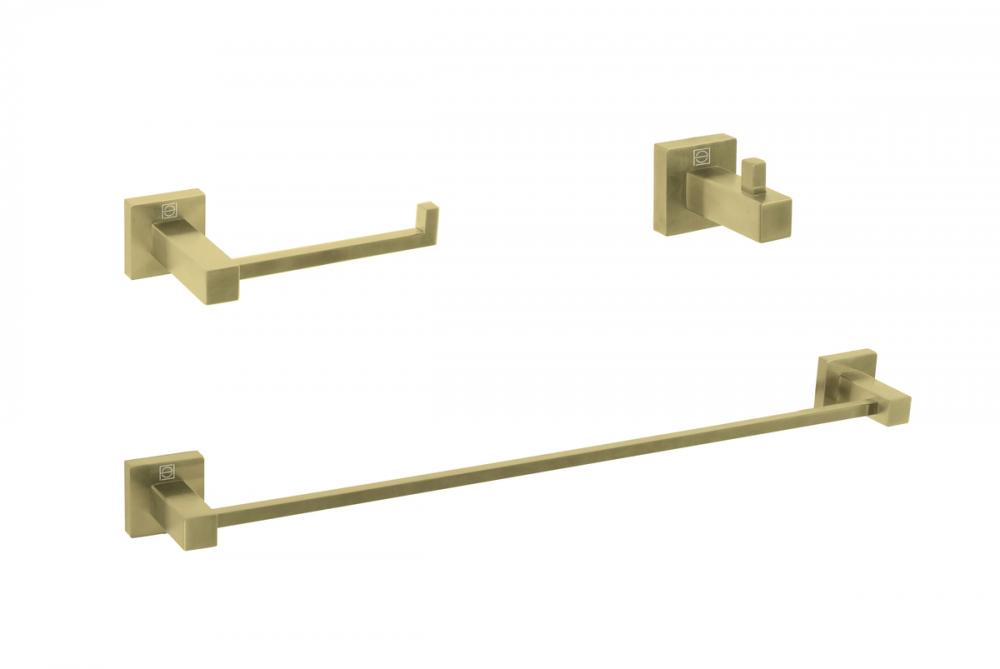 Bathroom hardware set 24"x2.7+6.6"x3.1"+2.7"x2.2" brushed gold