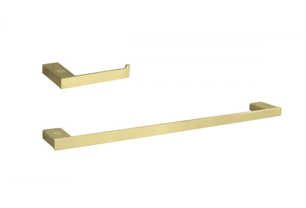 Bathroom hardware set 24"x2.9"+7"x2.9" brushed gold