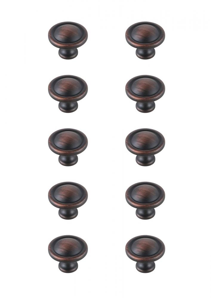Garlande 1.2" Diameter Oil-rubbed Bronze Mushroom Knob Multipack (Set of 10)