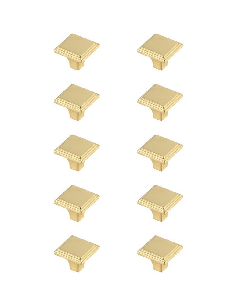 Wilow 1" Brushed Gold Square Knob Multipack (Set of 10)