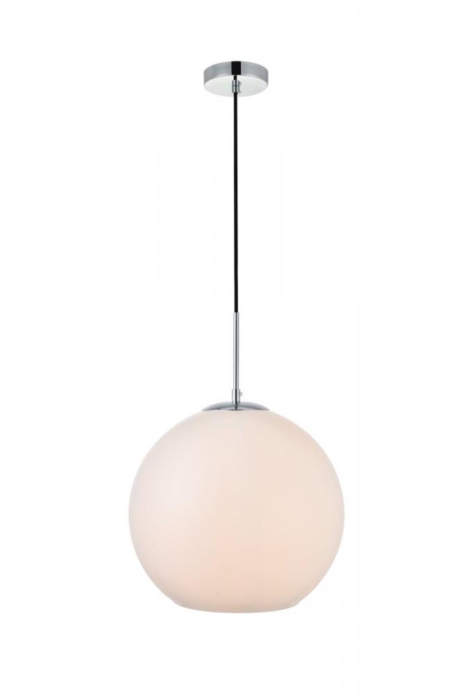 Baxter 1 Light Chrome Pendant with Frosted White Glass