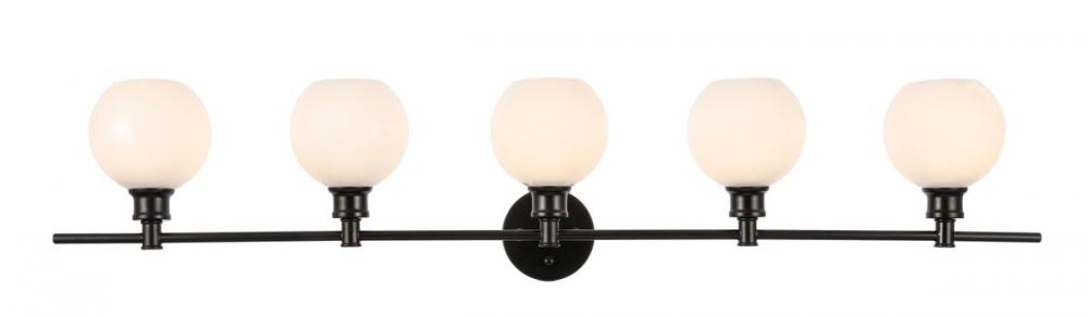 Collier 5 Light Black and Frosted White Glass Wall Sconce