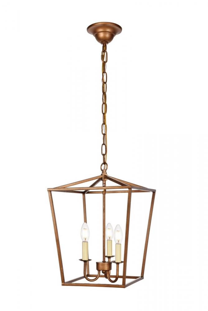 Maddox Collection Pendant 3Lt Vintage Gold Finish