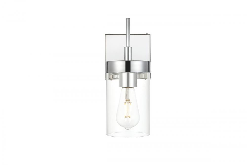 Benny 1 Light Chrome and Clear Bath Sconce