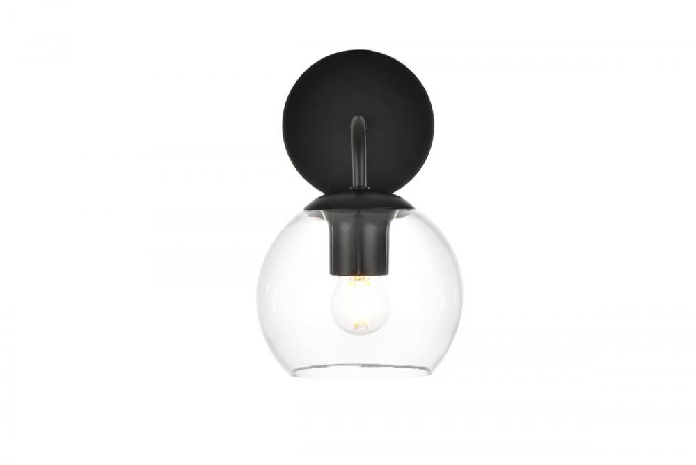 Genesis 1 Light Black and Clear Bath Sconce