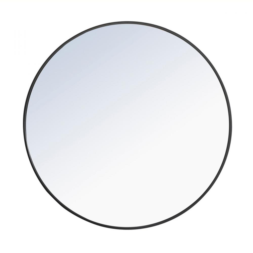 Metal Frame Round Mirror 36 Inch Black Finish