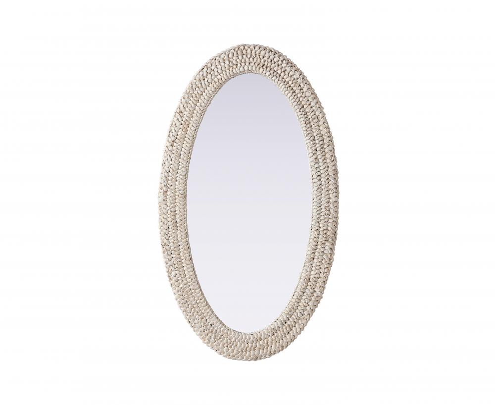 Oval Cornhusk Mirror 24x42 in Linen White