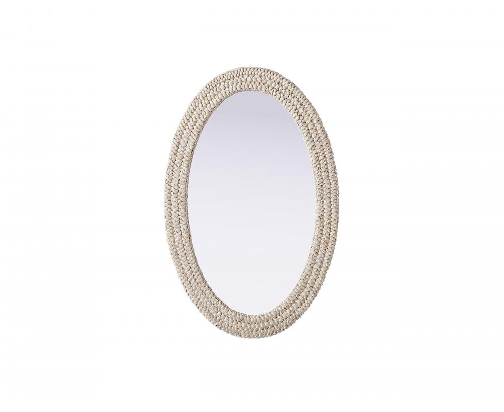 Oval Cornhusk Mirror 27x42 in Linen White