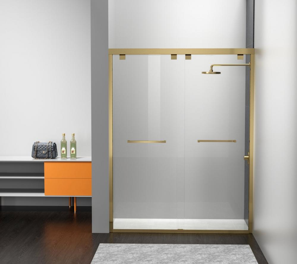 Semi-frameless shower door 60 x 76 Brushed Gold