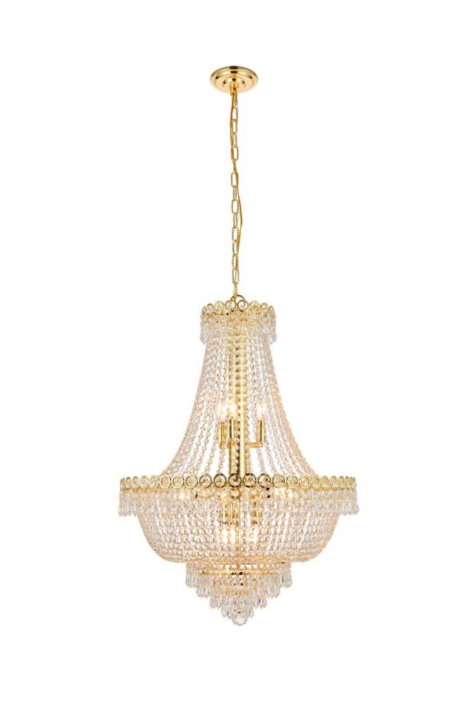 Century 12 light Gold Chandelier Clear Royal Cut Crystal