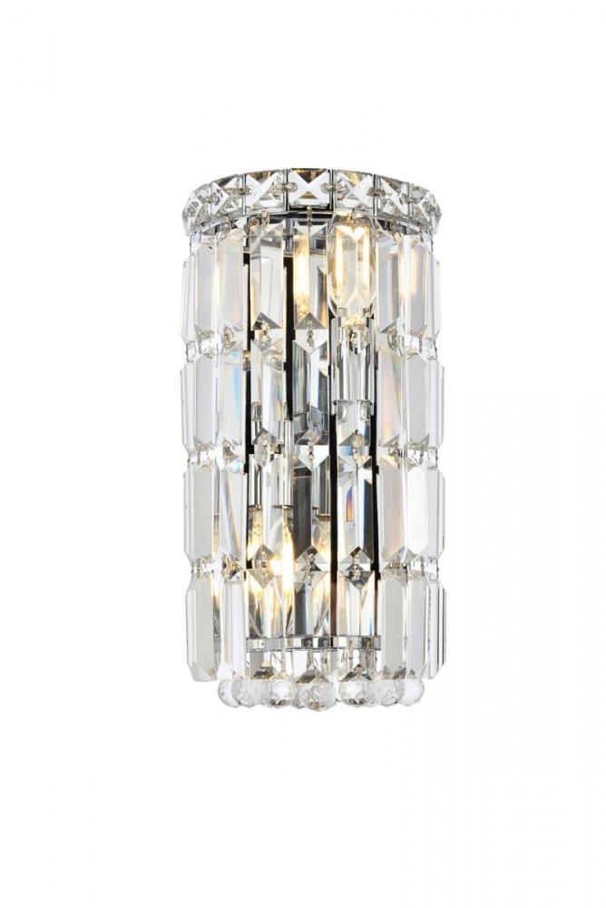 MaxIme 2 Light Chrome Wall Sconce Clear Royal Cut Crystal