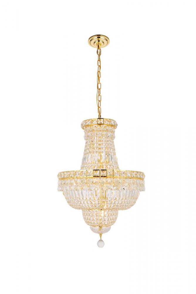 Tranquil 12 light Gold Pendant Clear Royal Cut Crystal