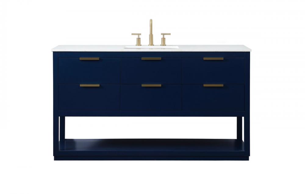 60 inch Single bathroom vanity in blue