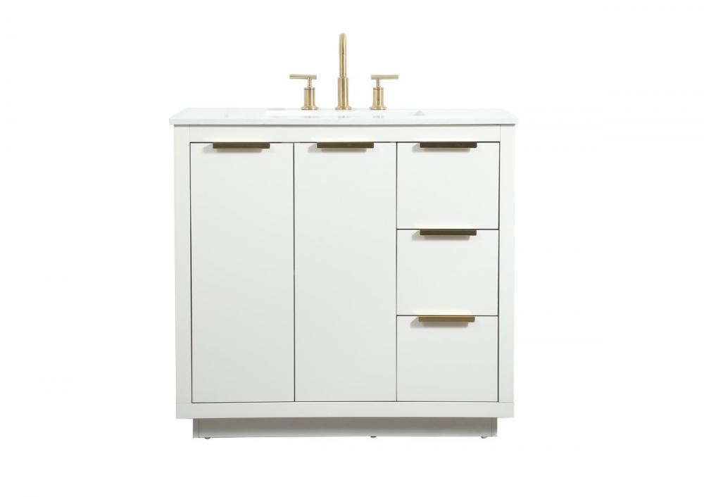 36 Inch Single Bathroom Vanity in White