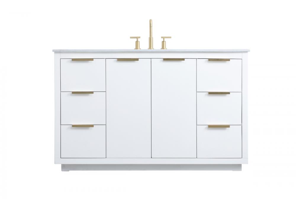 54 Inch Single Bathroom Vanity in White