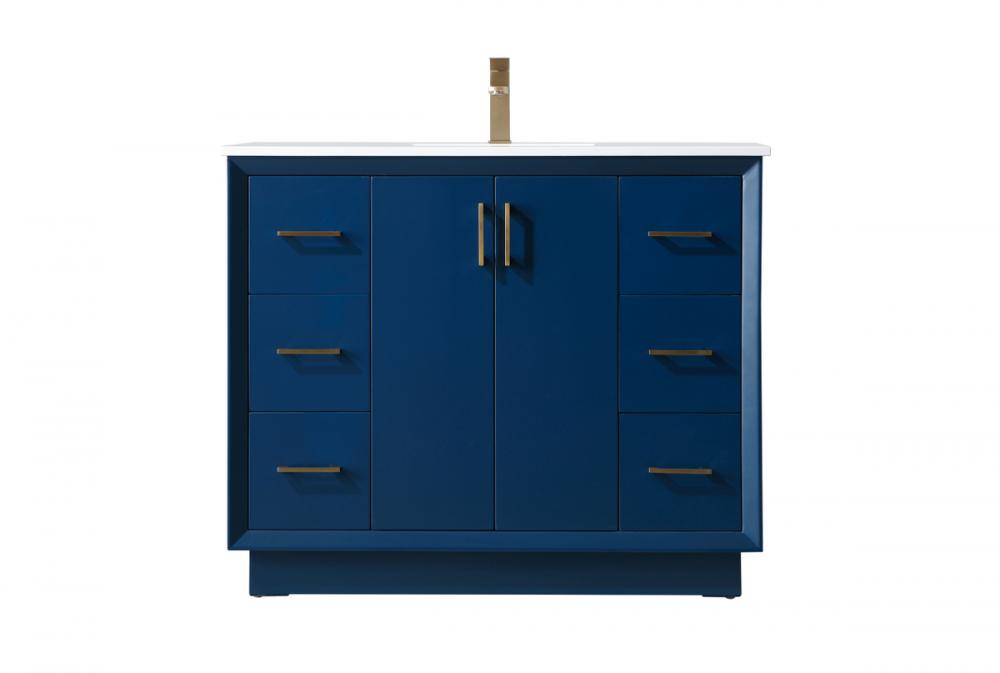 Vanity Cabinet 6Dw 2Dr 42"W x 22"D x 35"H blue