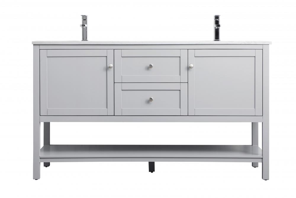 Vanity Cabinet 2dr 2dw W60"D21.5"H35" Grey