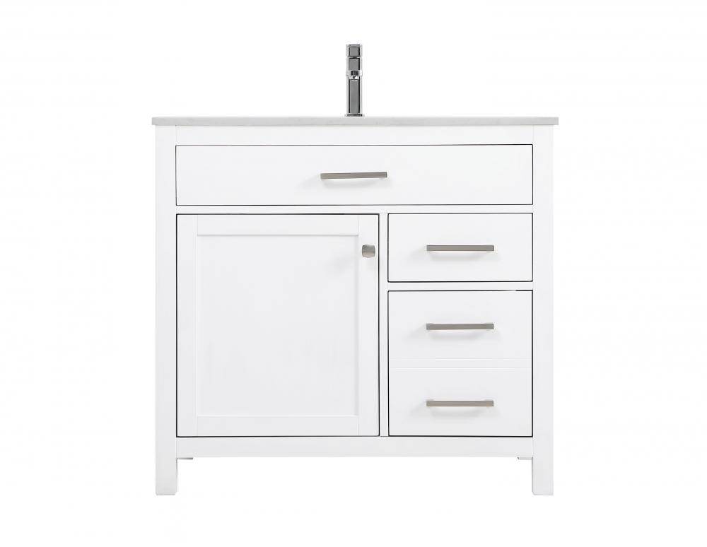 36 Inch Single Bathroom Vanity in White