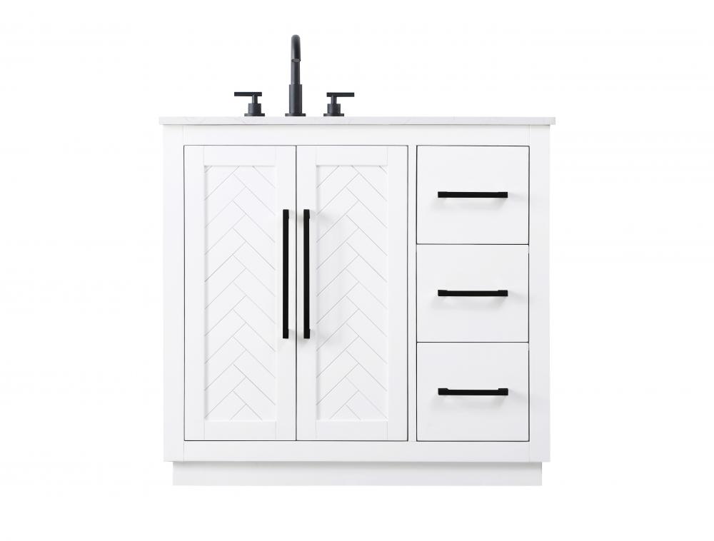 Vanity Cabinet 2Dr 3Dw W36"xD21.5"xH34" White