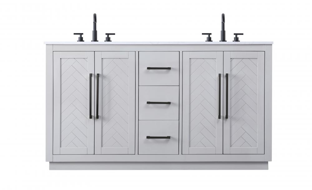 Vanity Cabinet 4Dr 3Dw W60"xD21.5"xH34" Grey