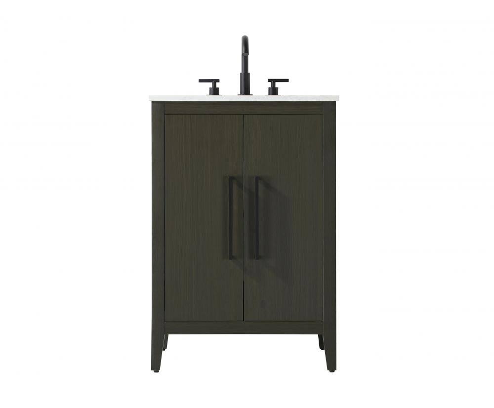 24 Inch Single Bathroom Vanity In Mocha Brown