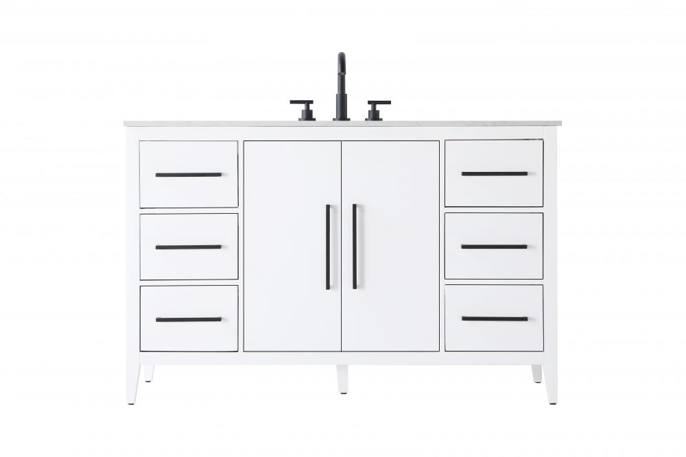 54 Inch Single Bathroom Vanity In White