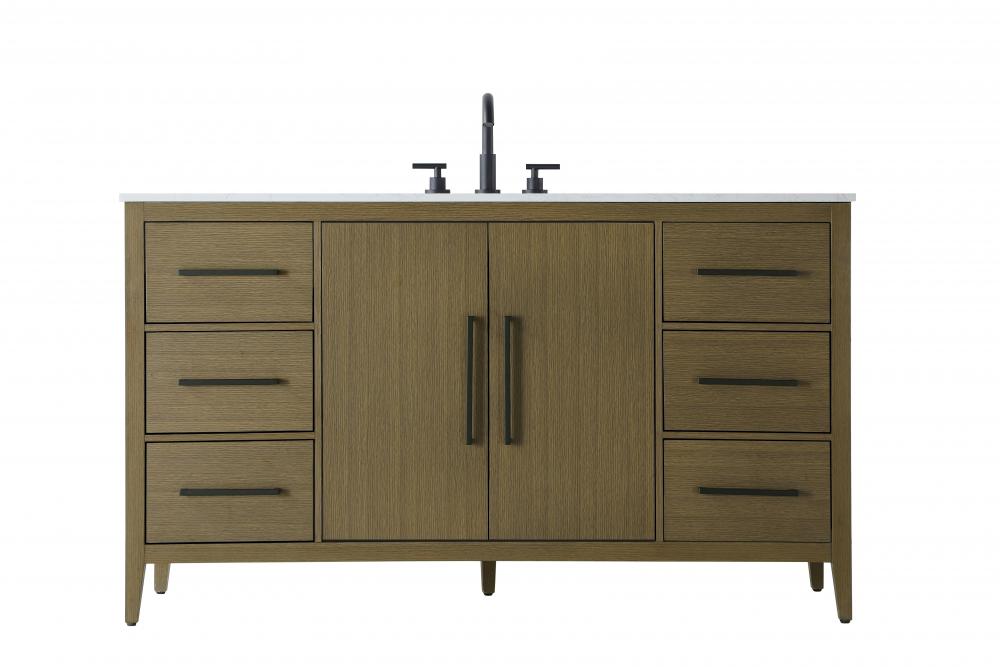 60 Inch Single Bathroom Vanity In Chestnut Brown