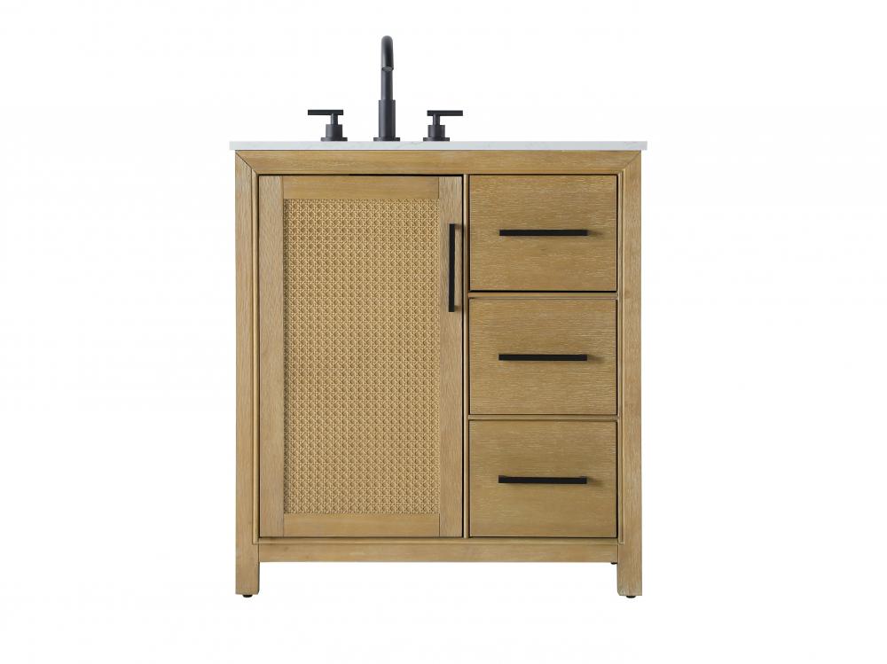 Vanity Cabinet 1Dr 3Dw 32x21.5x35 Linen Oak