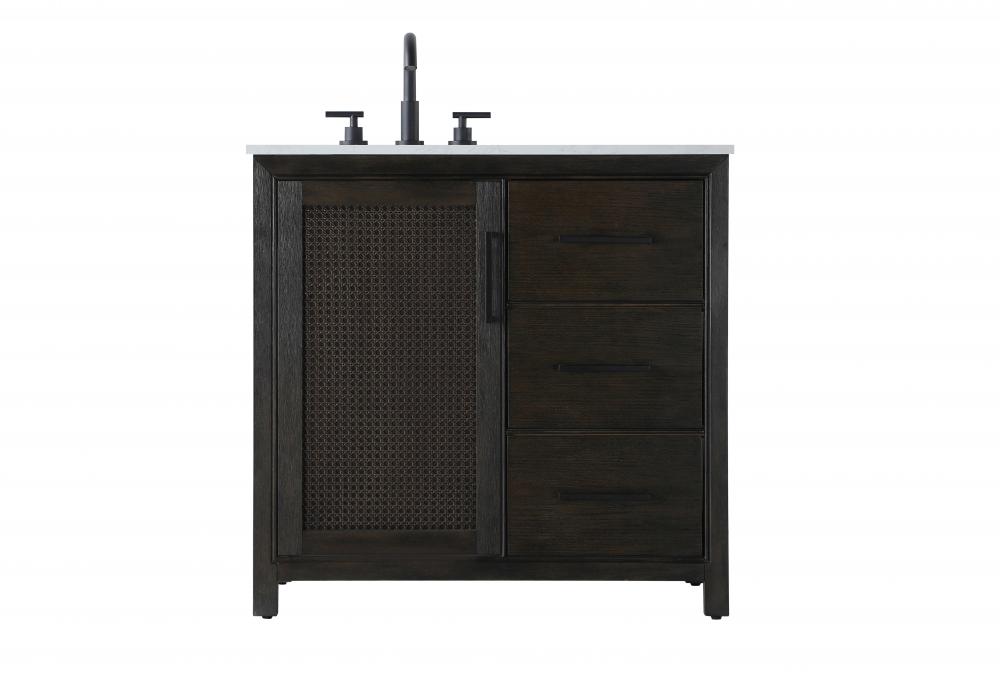 Vanity Cabinet 1Dr 3Dw 36x21.5x35 Chocolate Oak