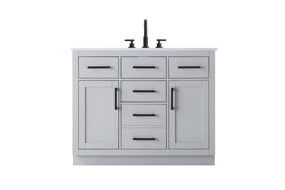 Vanity Cabinet 2Dr5Dw 42"W x 22"D x 35''H Grey