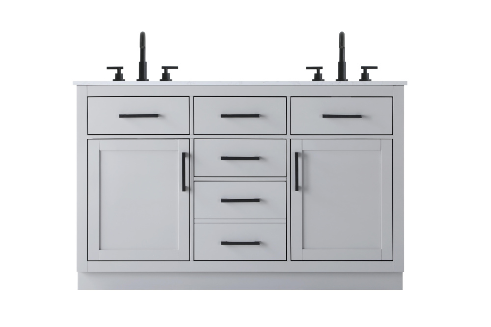 Vanity Cabinet 2Dr5Dw 54"W x 22"D x 35''H Grey