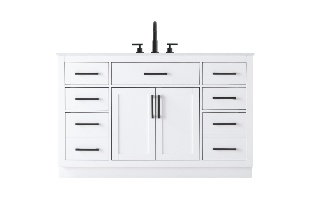 Vanity Cabinet 2Dr7Dw 54"W x 22"D x 35''H White
