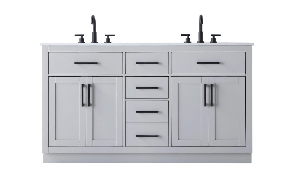 Vanity Cabinet 4Dr5Dw 60"W x 22"D x 35''H Grey