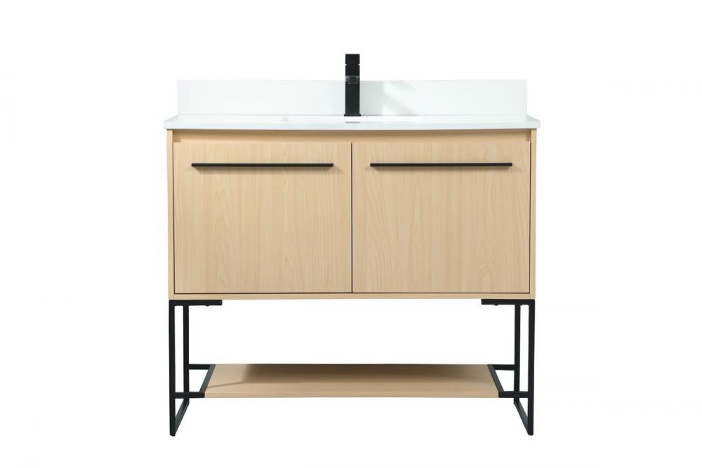 40 Inch Single Bathroom Vanity in Maple with Backsplash