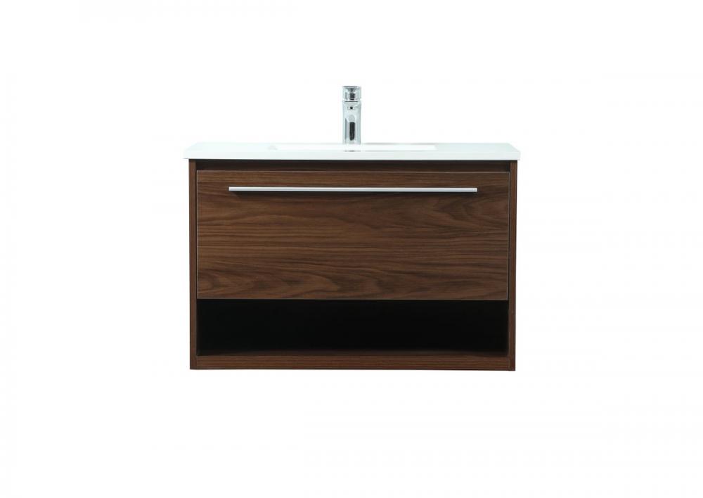 30 inch Single bathroom vanity in walnut