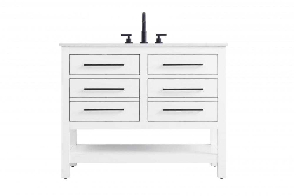 Vanity Cabinet 4DW 42"W x 22"D x 34"H White