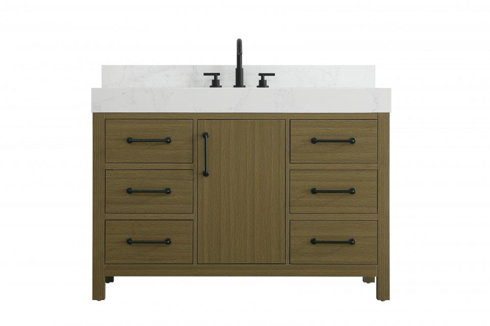 48 inch Single Bathroom Vanity In Chestnut Brown with backsplash