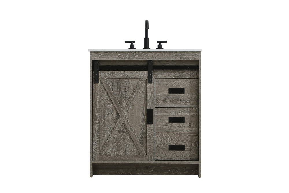 Vanity Cabinet 1Dr 2Dw 30''x34''x22'' Rustic Grey