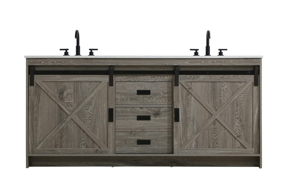Vanity Cabinet 2Dr 2Dw 72''x34''x22'' Rustic Grey