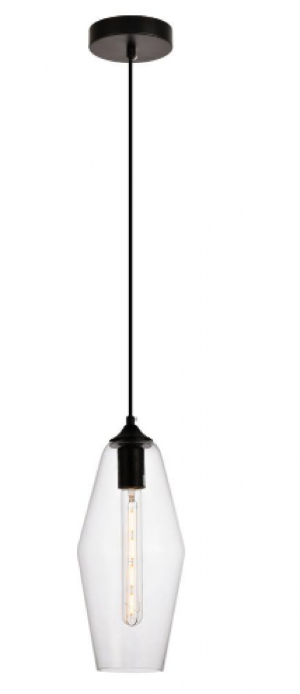Placido Collection Pendant D5.9 H14.2 Lt:1 Black and Clear Finish