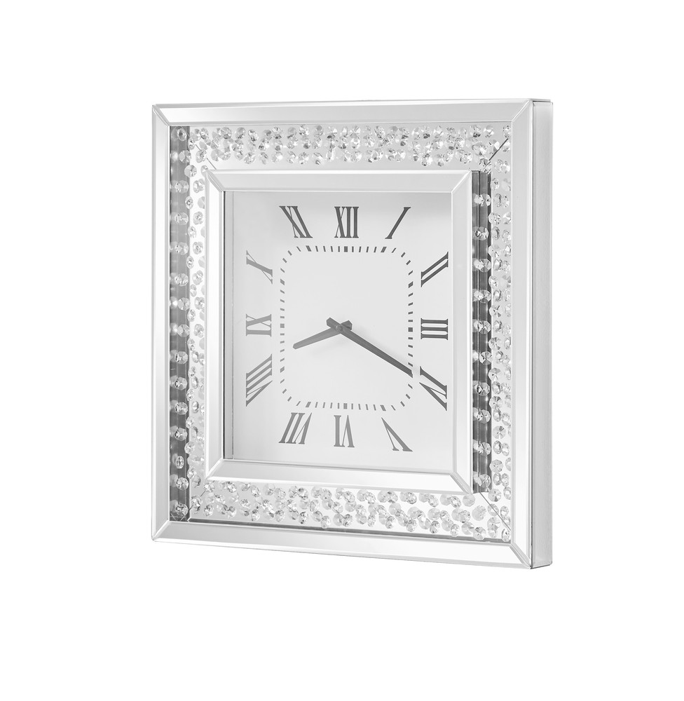 Sparkle 20 in. Contemporary Crystal Square Wall clock in Clear