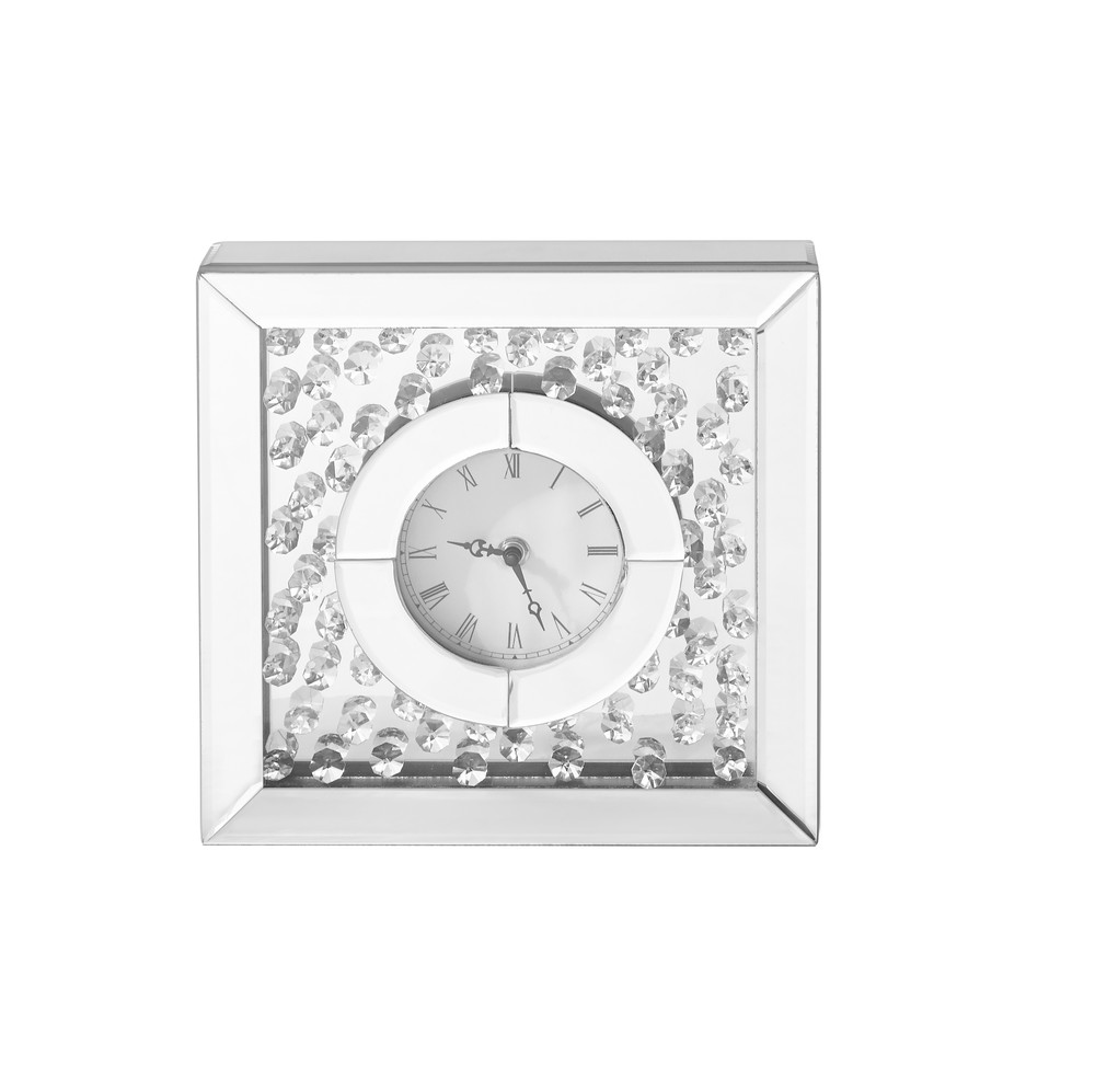 Sparkle 10 in. Contemporary Crystal Square Table clock in Clear