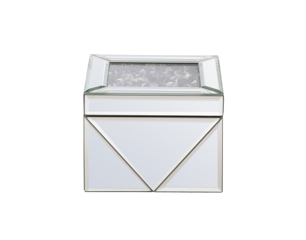5 inch Square Crystal Jewelry Box Silver Royal Cut Crystal