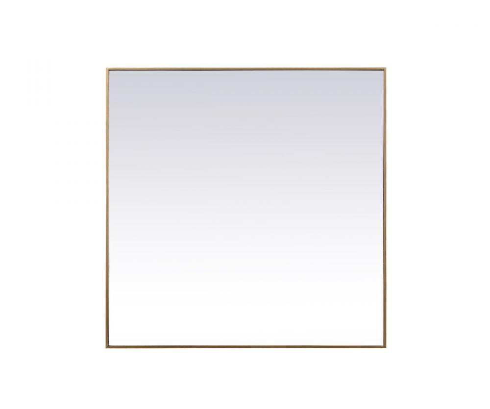 Metal Frame Square Mirror 48 Inch in Brass