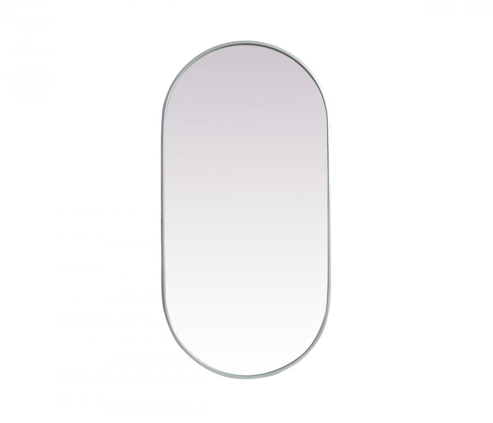 Metal Frame Oval Mirror 24x48 Inch in Silver