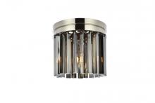 Elegant 1208F12PN-SS/RC - Sydney 3 Light Polished Nickel Flush Mount Silver Shade (Grey) Royal Cut Crystal