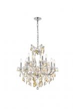 Elegant 2800D27C-GT/RC - Maria Theresa 13 light Chrome Chandelier Golden Teak (Smoky) Royal Cut Crystal