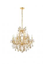 Elegant 2800D27G-GT/RC - Maria Theresa 13 light Gold Chandelier Golden Teak (Smoky) Royal Cut Crystal