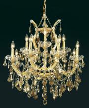 Elegant 2801D27G-GT/RC - Maria Theresa 13 Light Gold Chandelier Golden Teak (Smoky) Royal Cut Crystal